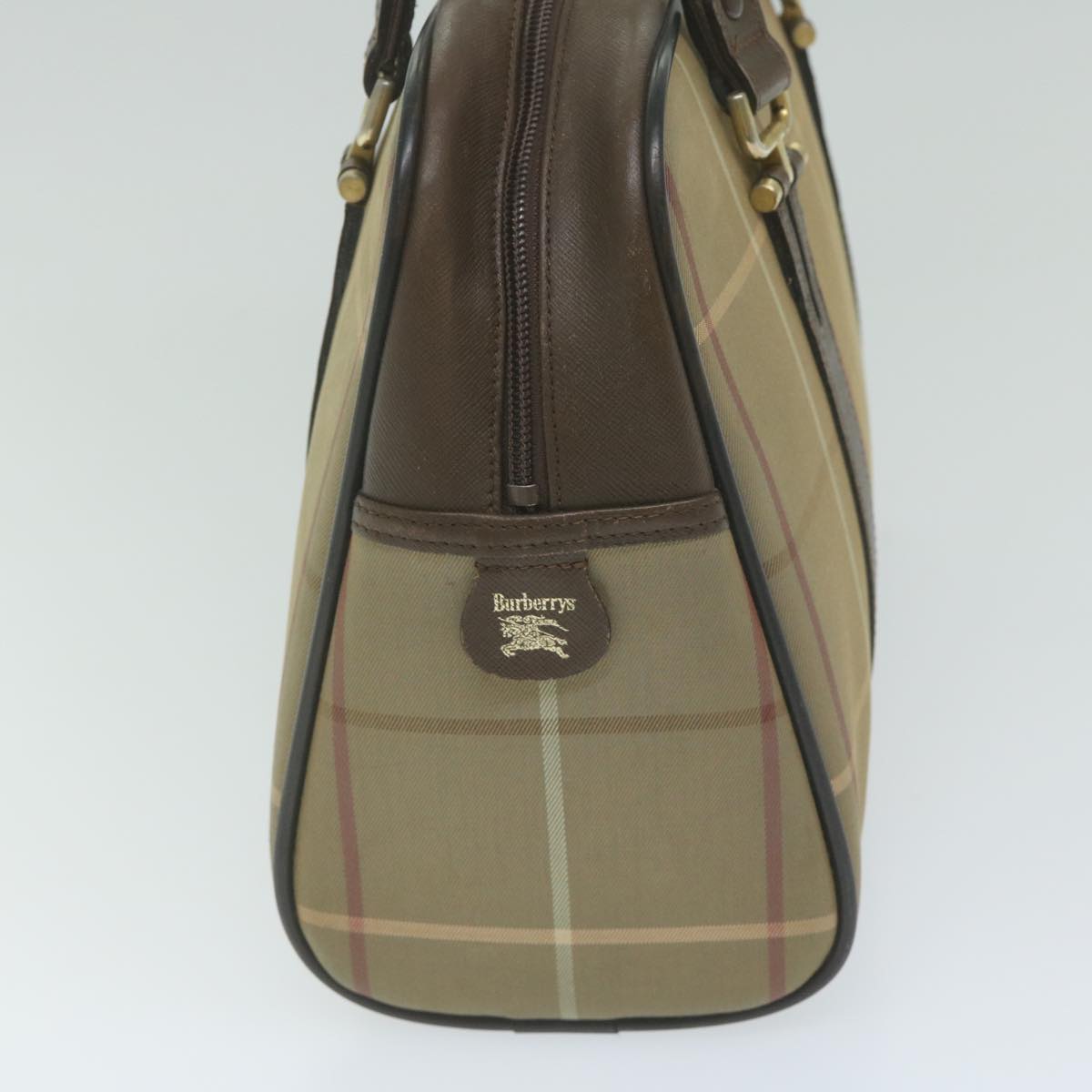 Burberrys Nova Check Hand Bag Nylon Canvas Brown Auth bs11220