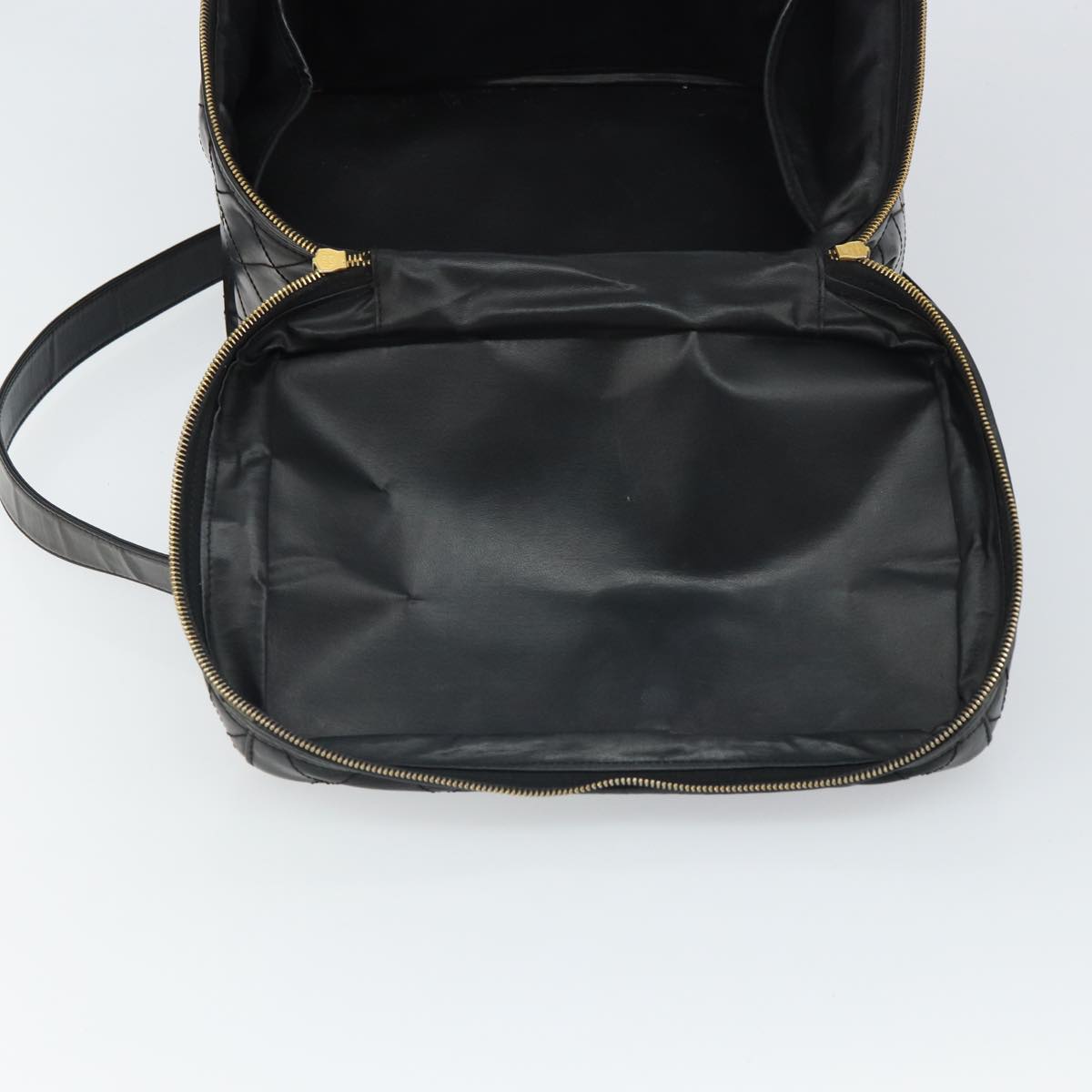 CHANEL Vanity Hand Bag Patent leather 2way Black CC Auth bs11283