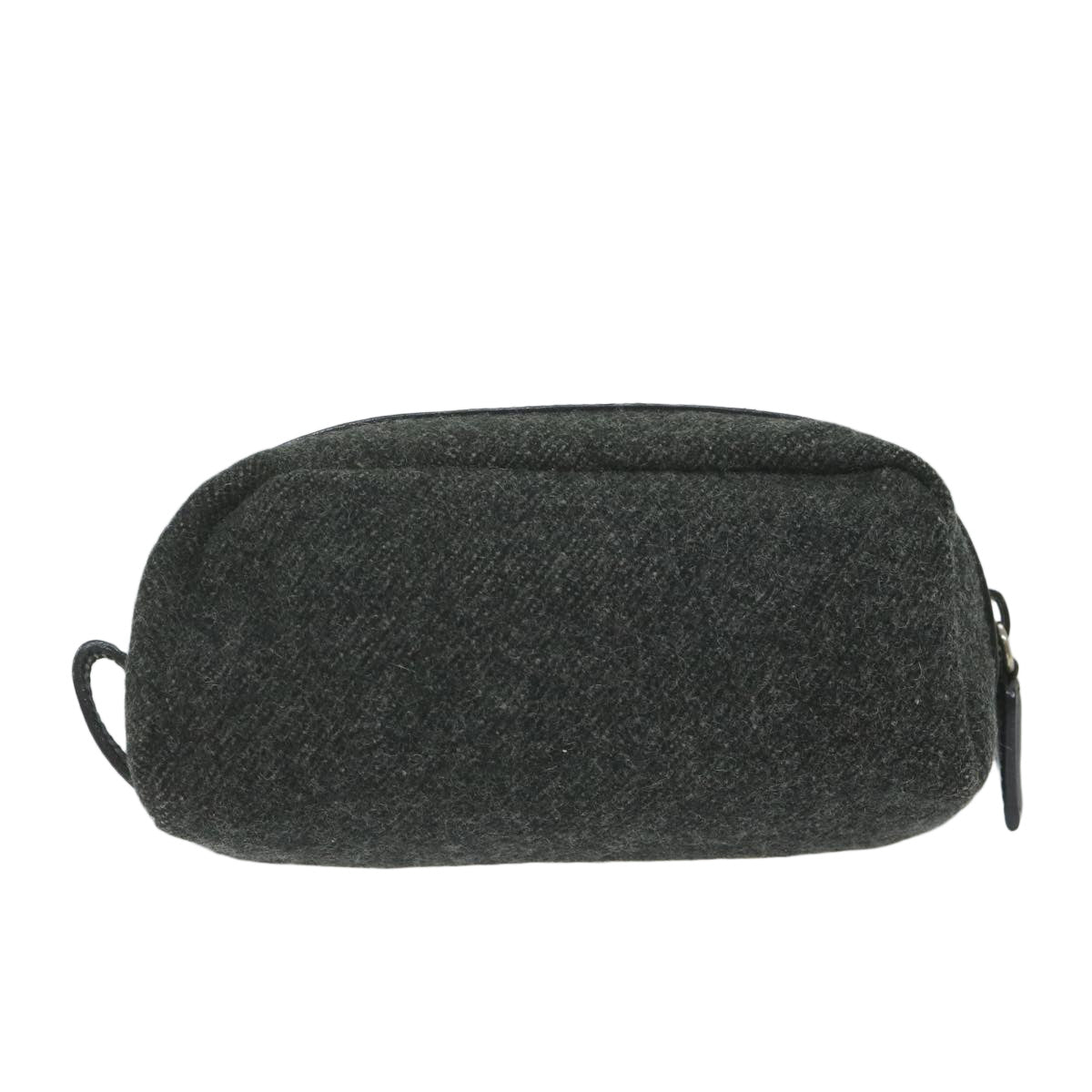 PRADA Pouch Wool Gray Auth bs11292