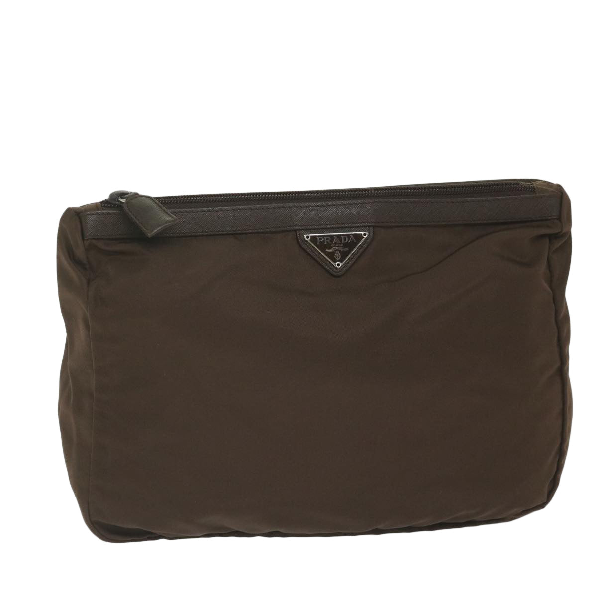 PRADA Pouch Nylon Brown Auth bs11295