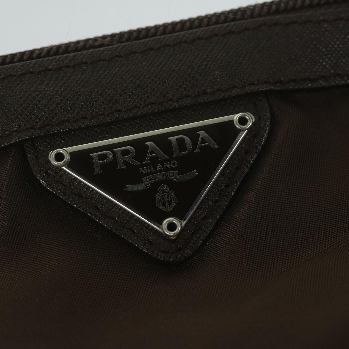 PRADA Pouch Nylon Brown Auth bs11295