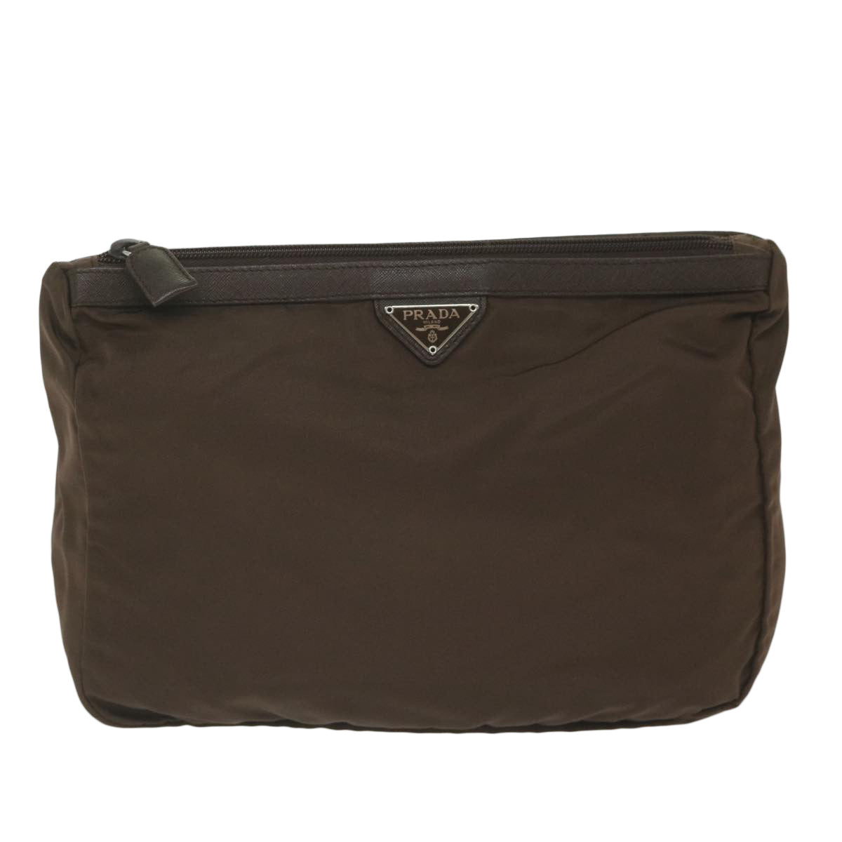 PRADA Pouch Nylon Brown Auth bs11295