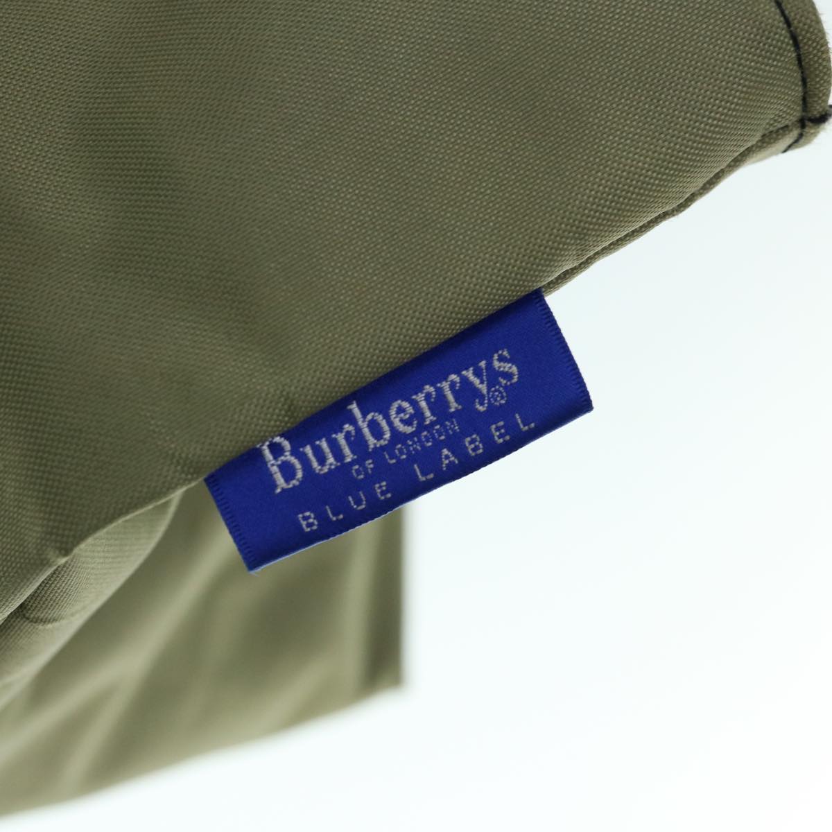 Burberrys Blue Label Tote Bag Nylon Khaki Auth bs11303