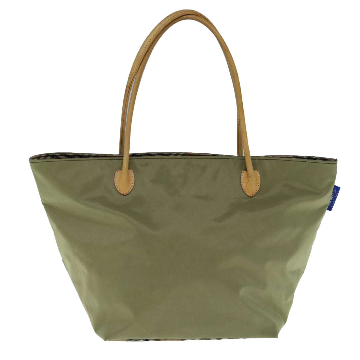 Burberrys Blue Label Tote Bag Nylon Khaki Auth bs11303