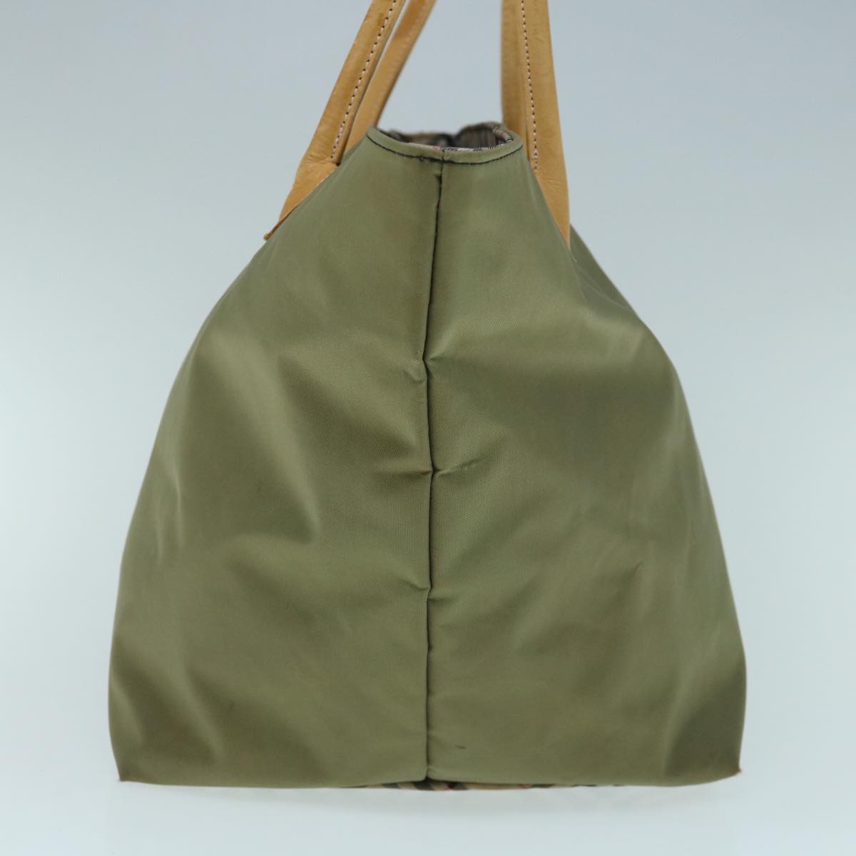 Burberrys Blue Label Tote Bag Nylon Khaki Auth bs11303