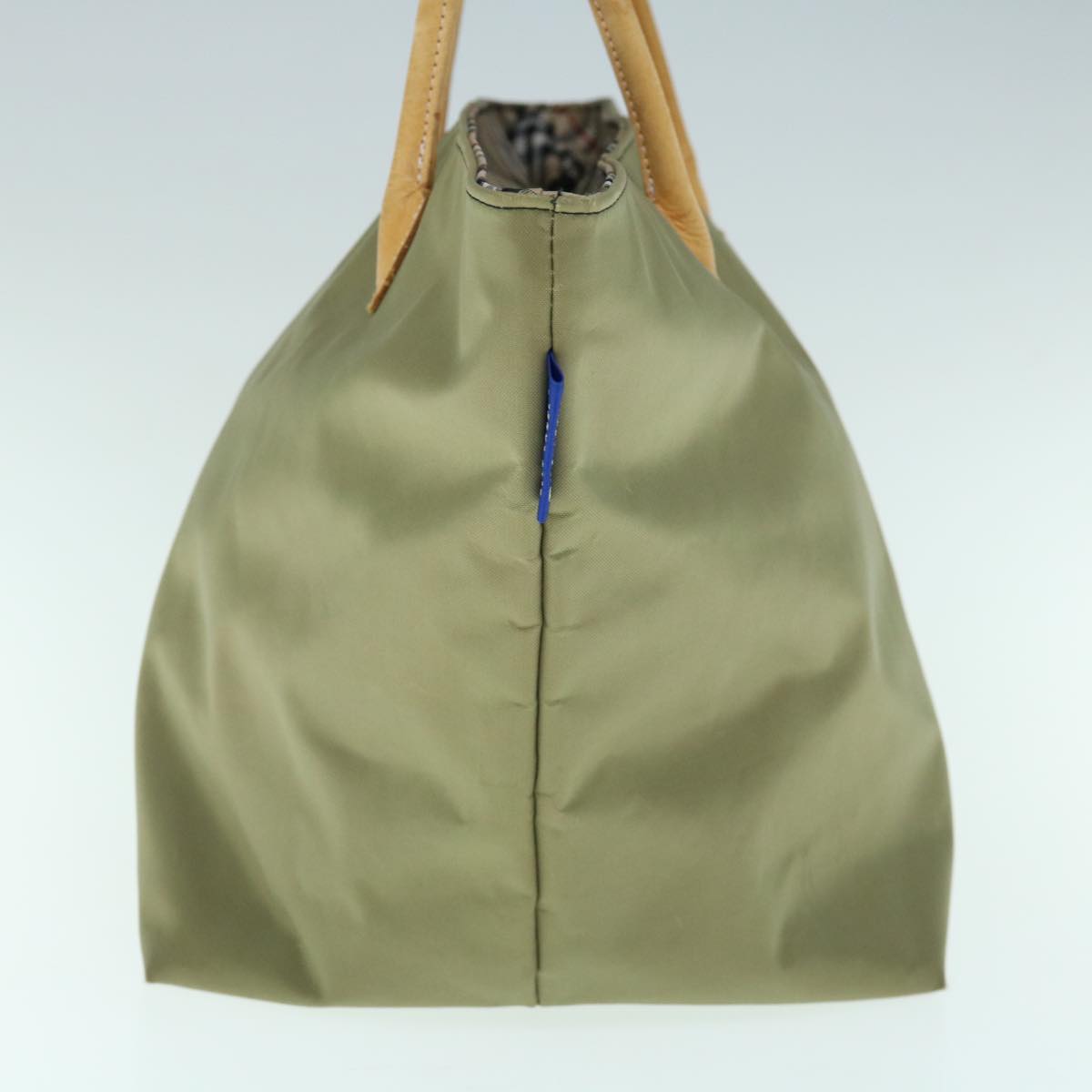 Burberrys Blue Label Tote Bag Nylon Khaki Auth bs11303