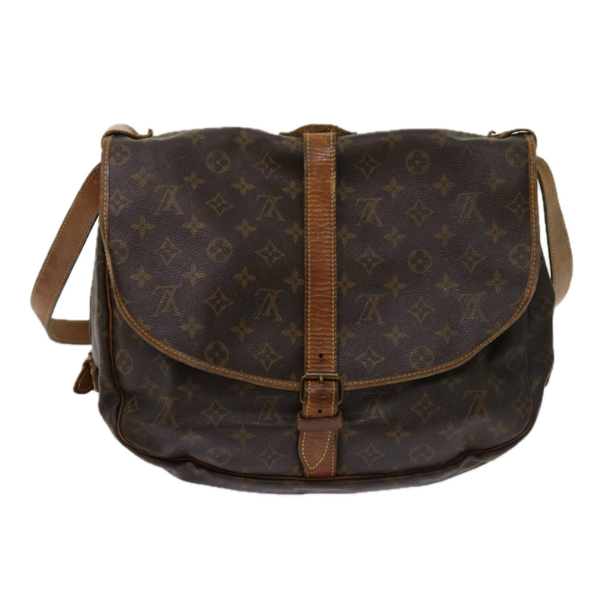 LOUIS VUITTON Monogram Saumur 35 Shoulder Bag M42254 LV Auth bs11335