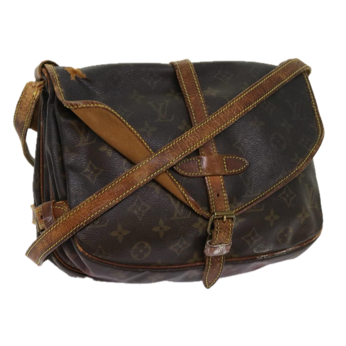 LOUIS VUITTON Monogram Saumur 30 Shoulder Bag M42256 LV Auth bs11337