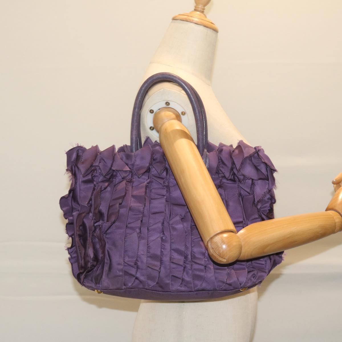 PRADA Hand Bag Nylon Purple Auth bs11378