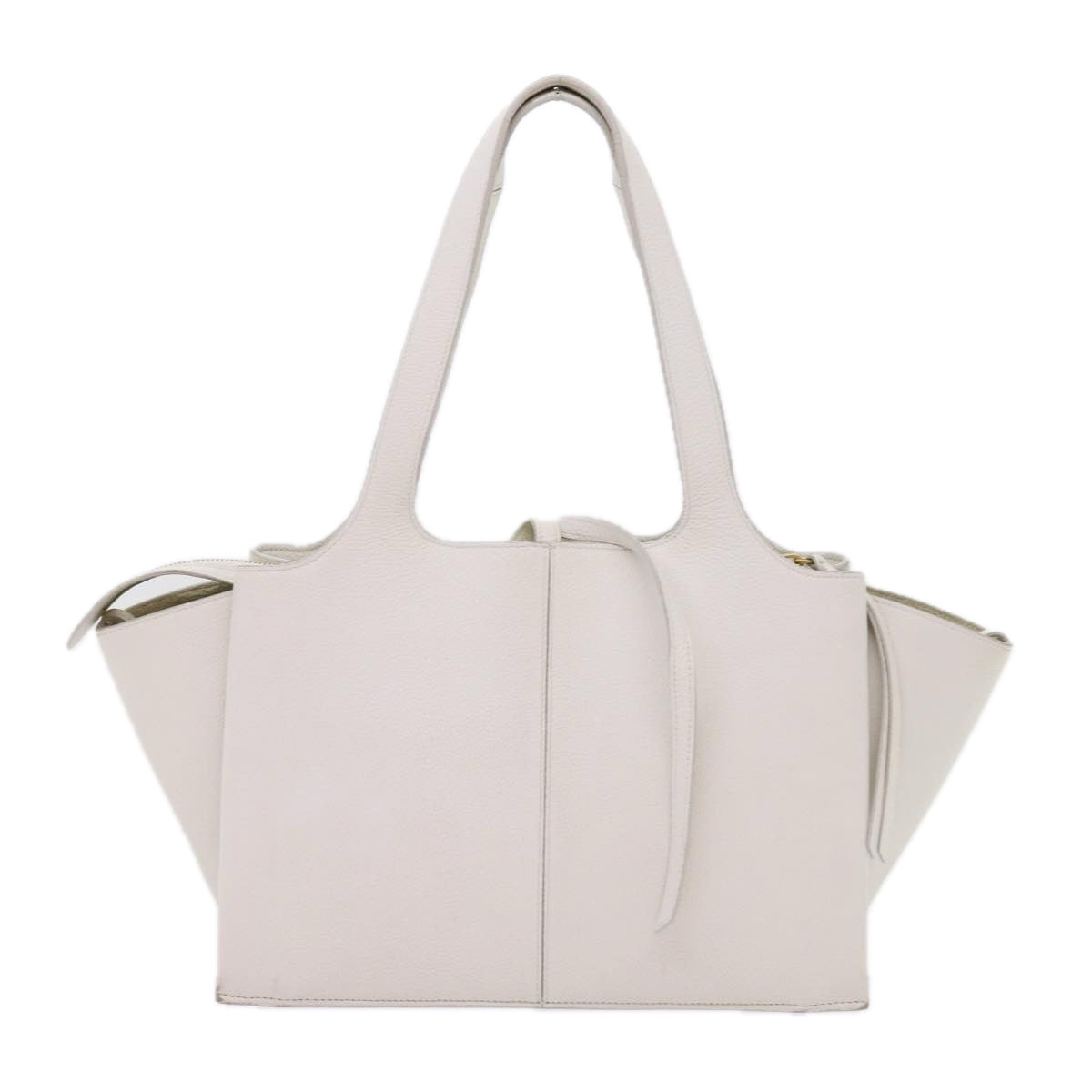 CELINE Shoulder Bag Leather White Auth bs11408