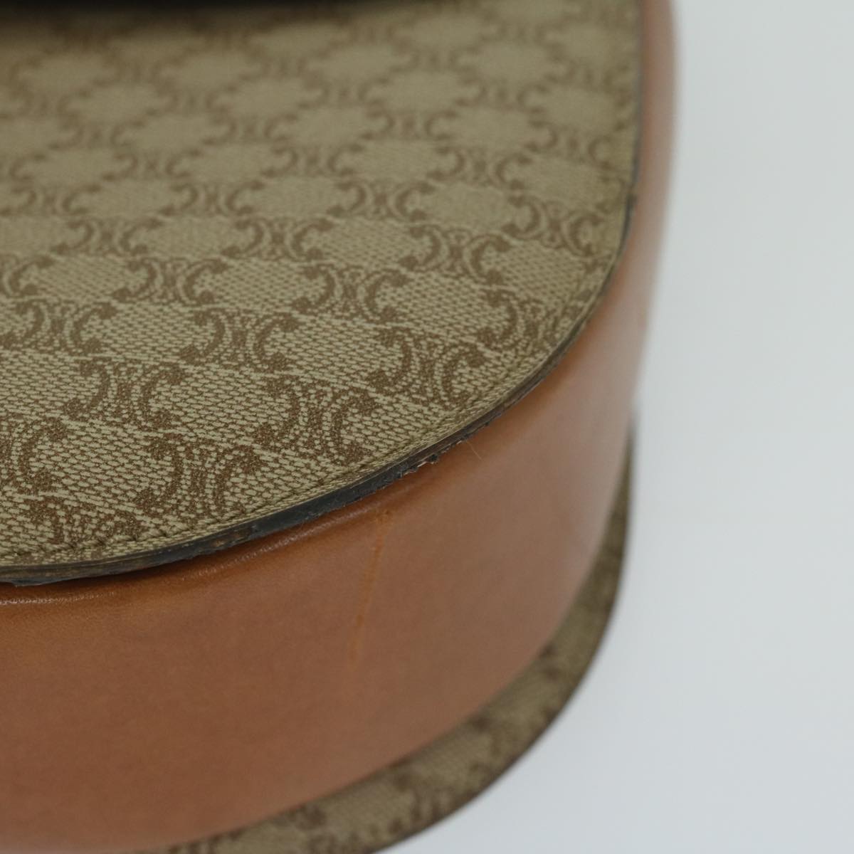 CELINE Macadam Canvas Hand Bag Beige Auth bs11411