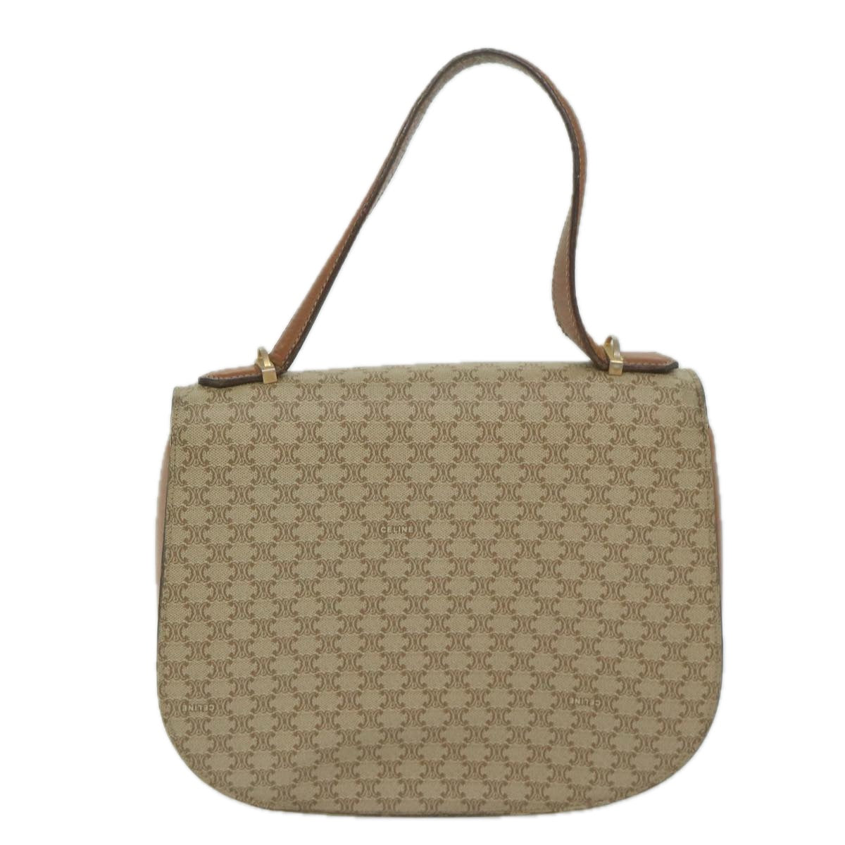 CELINE Macadam Canvas Hand Bag Beige Auth bs11411