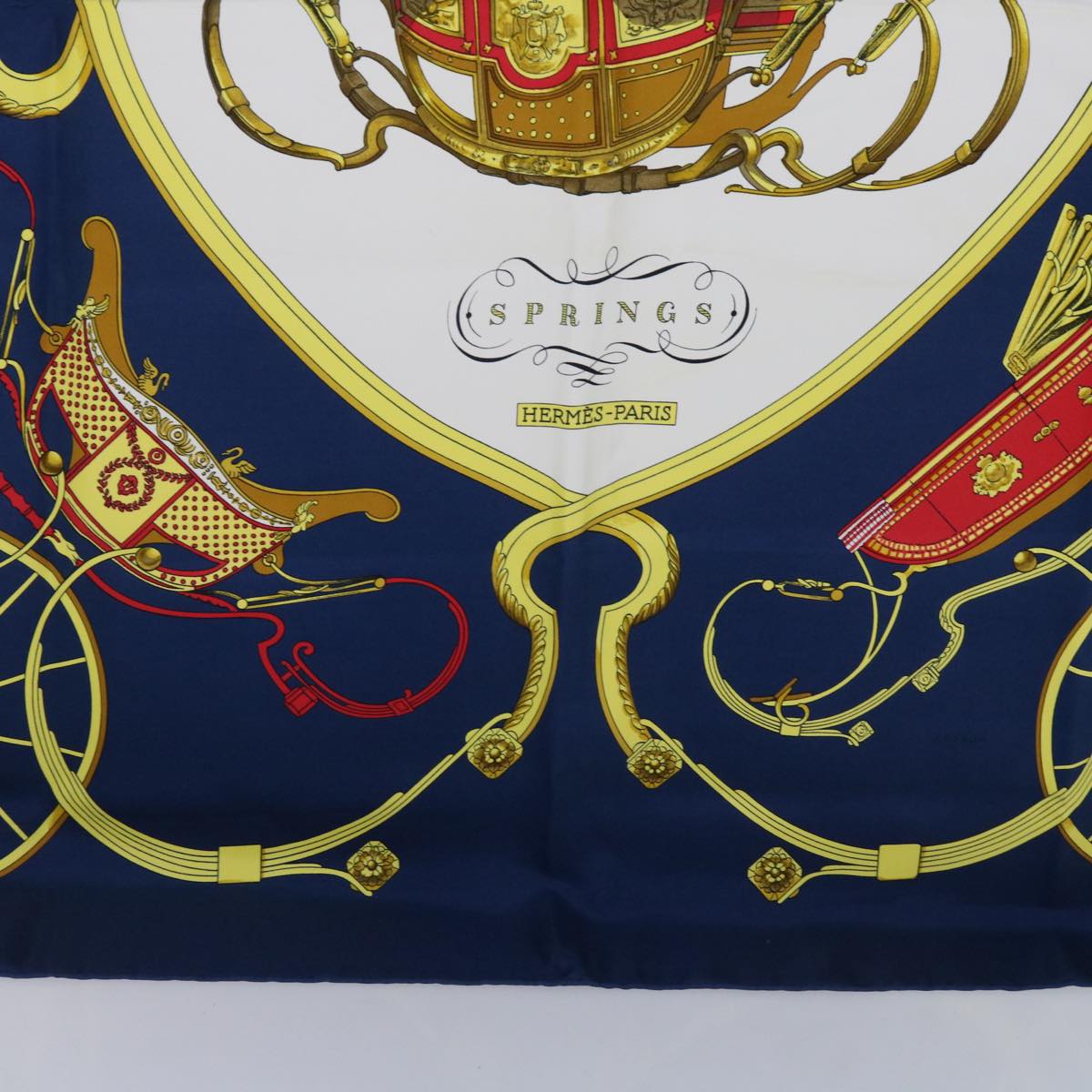 HERMES Carre 90 SPRINGS Scarf Silk Navy Auth bs11424