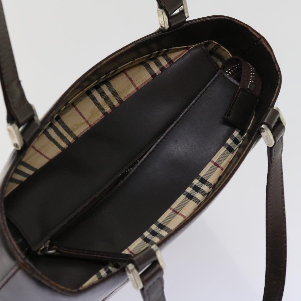 BURBERRY Hand Bag Leather Brown Auth bs11425