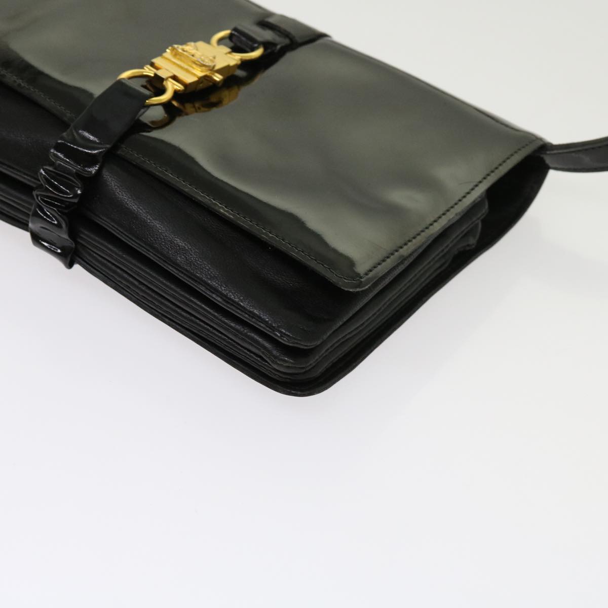 CELINE Shoulder Bag Patent leather Black Auth bs11429