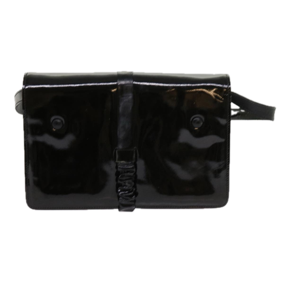 CELINE Shoulder Bag Patent leather Black Auth bs11429