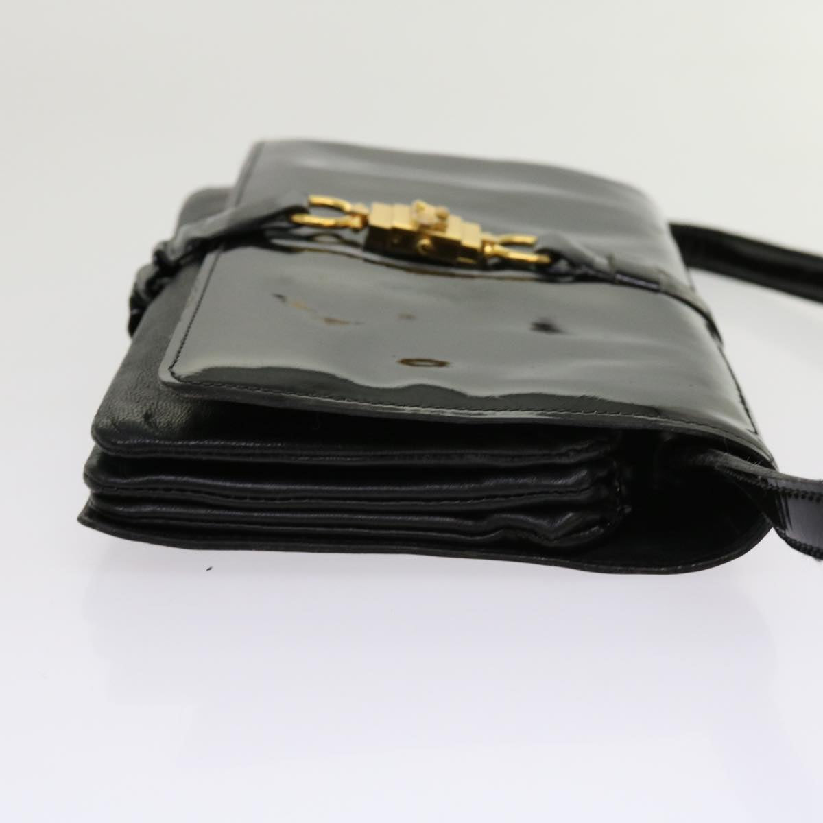 CELINE Shoulder Bag Patent leather Black Auth bs11429