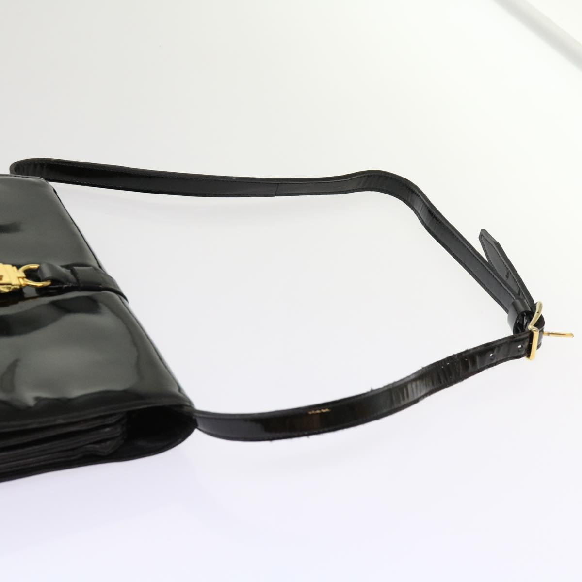 CELINE Shoulder Bag Patent leather Black Auth bs11429