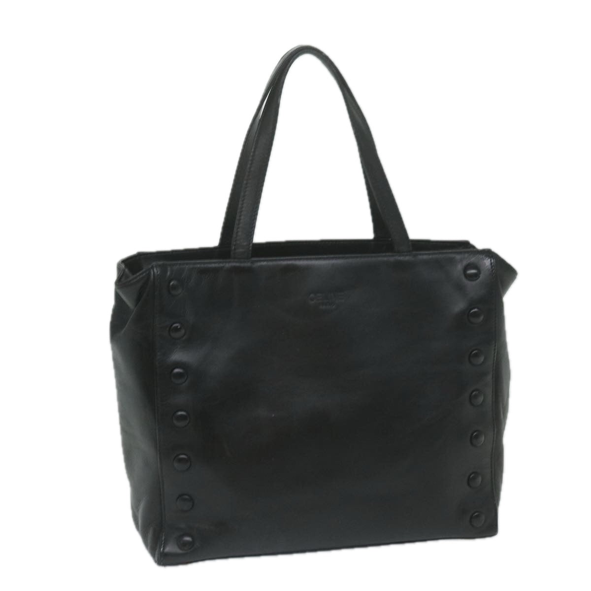 CELINE Tote Bag Leather Black Auth bs11451