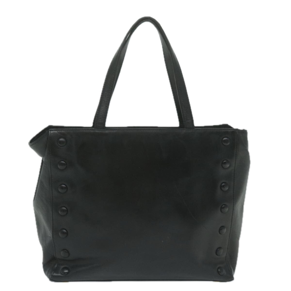 CELINE Tote Bag Leather Black Auth bs11451