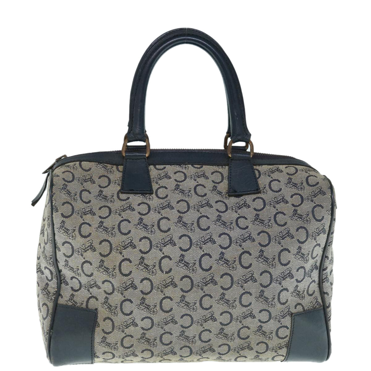 CELINE C Macadam Canvas Boston Bag Navy Auth bs11461