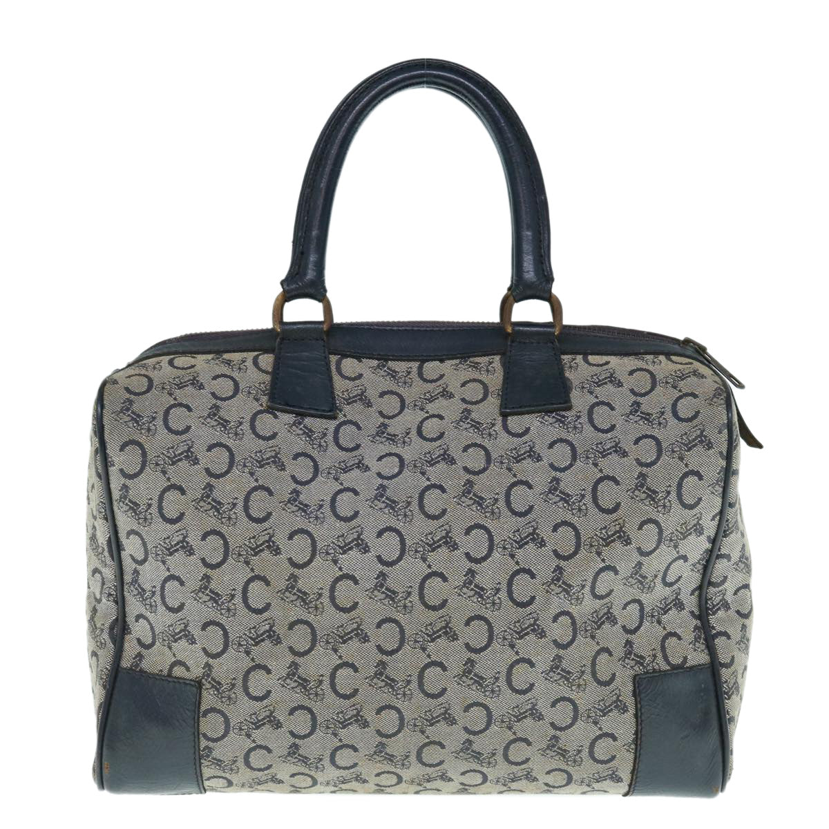 CELINE C Macadam Canvas Boston Bag Navy Auth bs11461