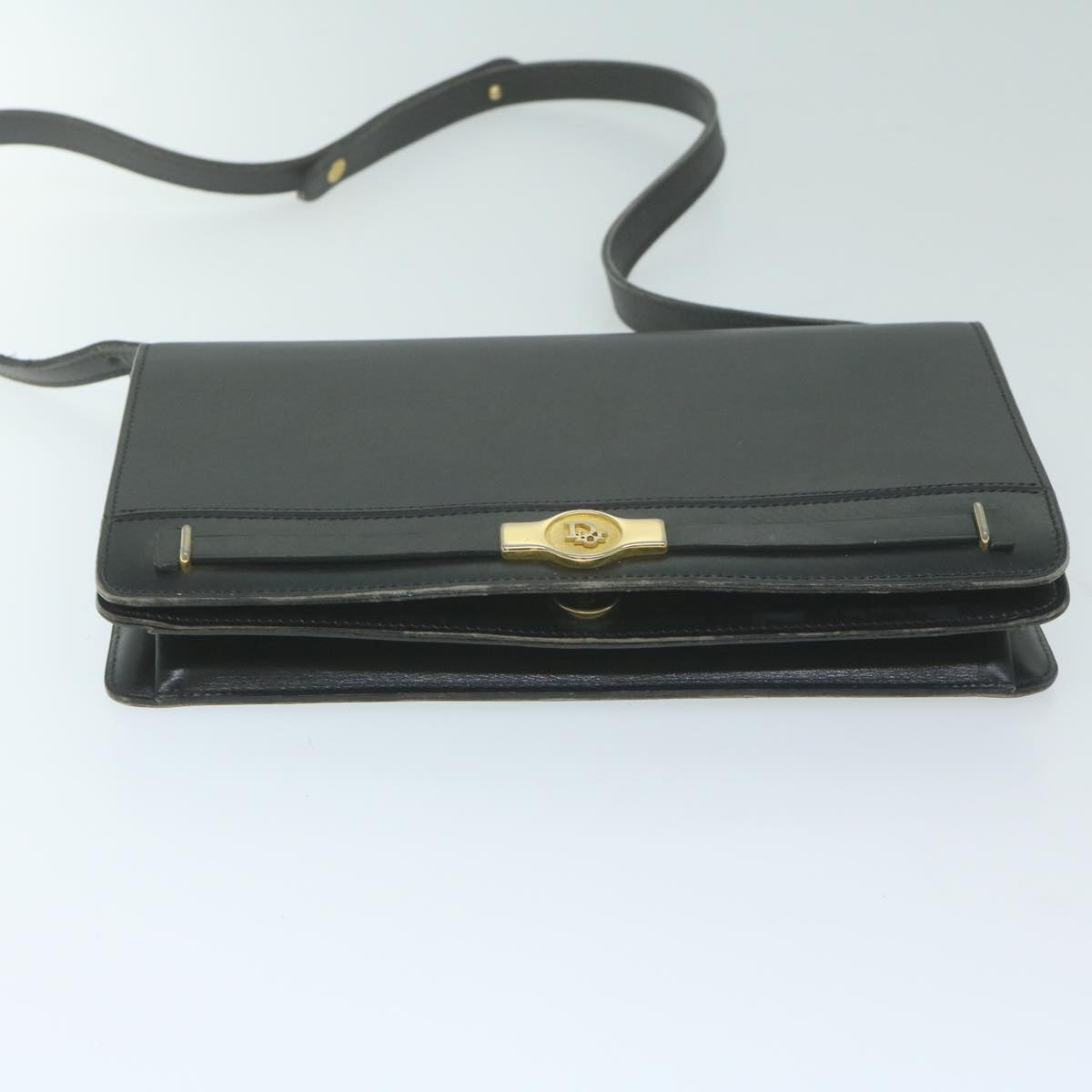 Christian Dior Shoulder Bag Leather Black Auth bs11473