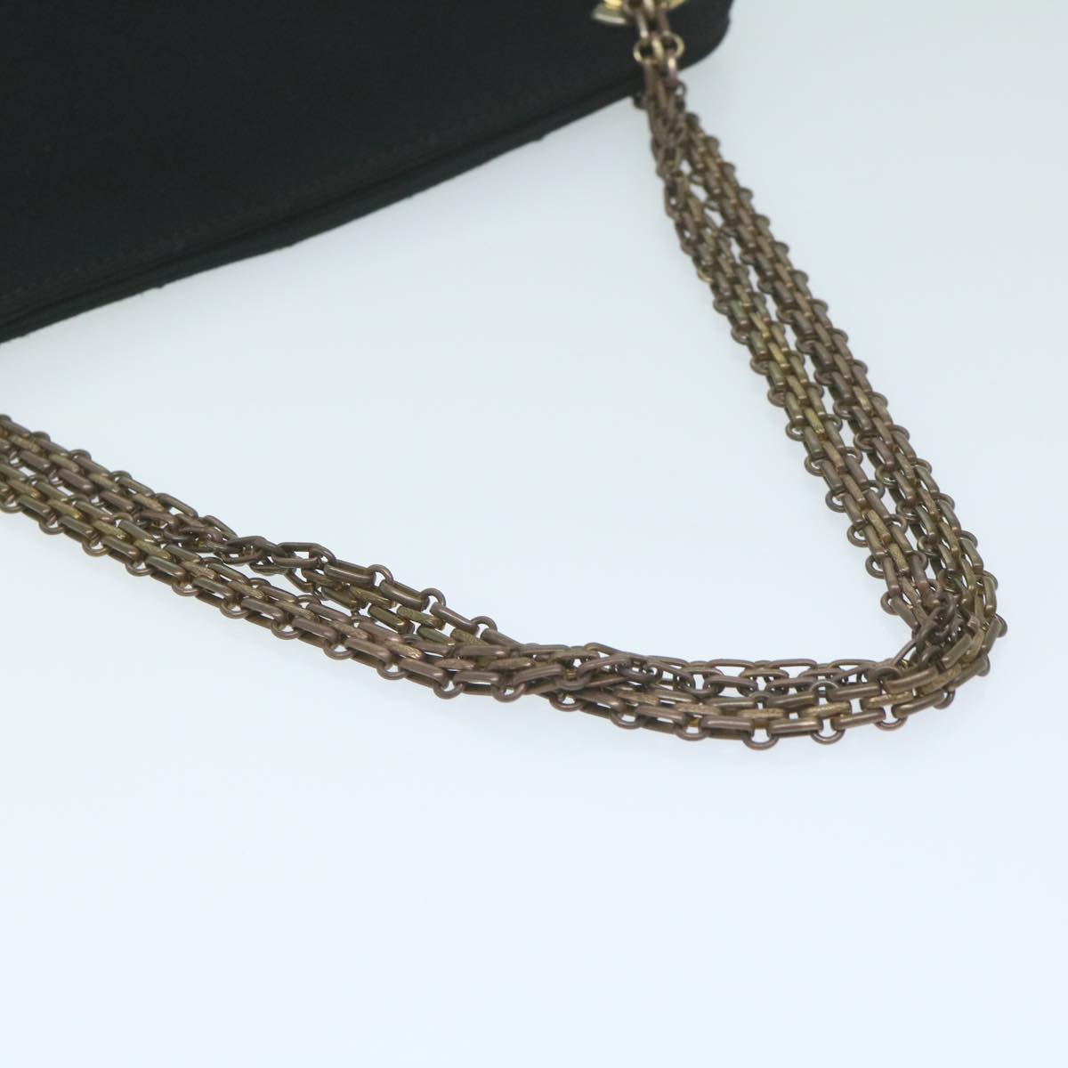 CHANEL Chain Shoulder Bag Cotton Black CC Auth bs11474