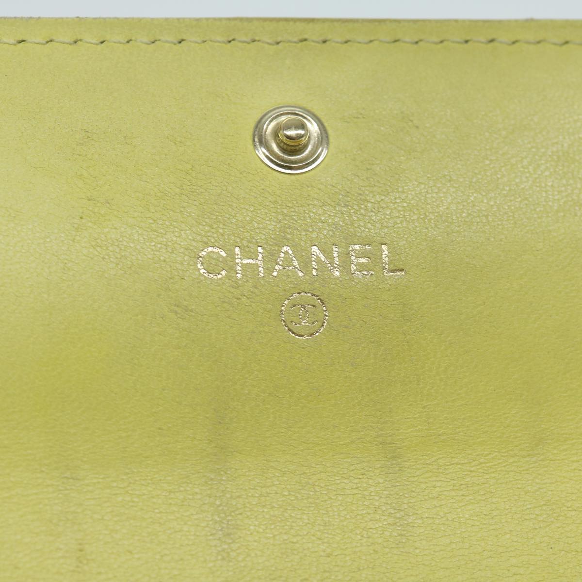 CHANEL Matelasse Long Wallet Leather Yellow CC Auth bs11483