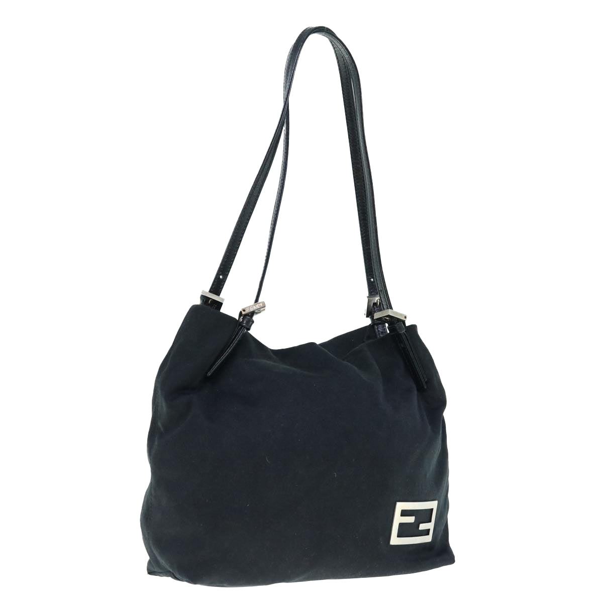 FENDI Shoulder Bag Nylon Black Auth bs11530