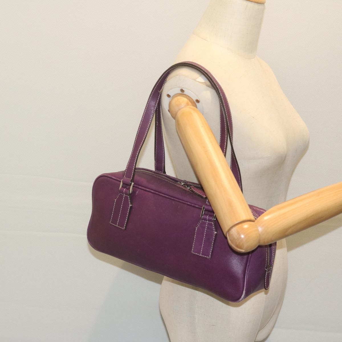 BURBERRY Shoulder Bag Leather Purple Auth bs11546