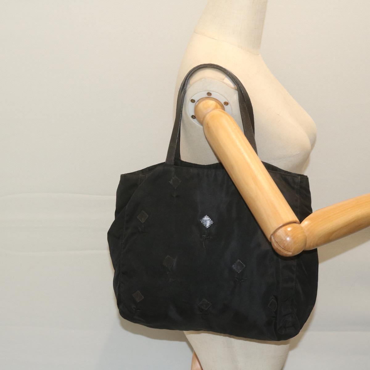 PRADA Tote Bag Nylon Black Auth bs11551