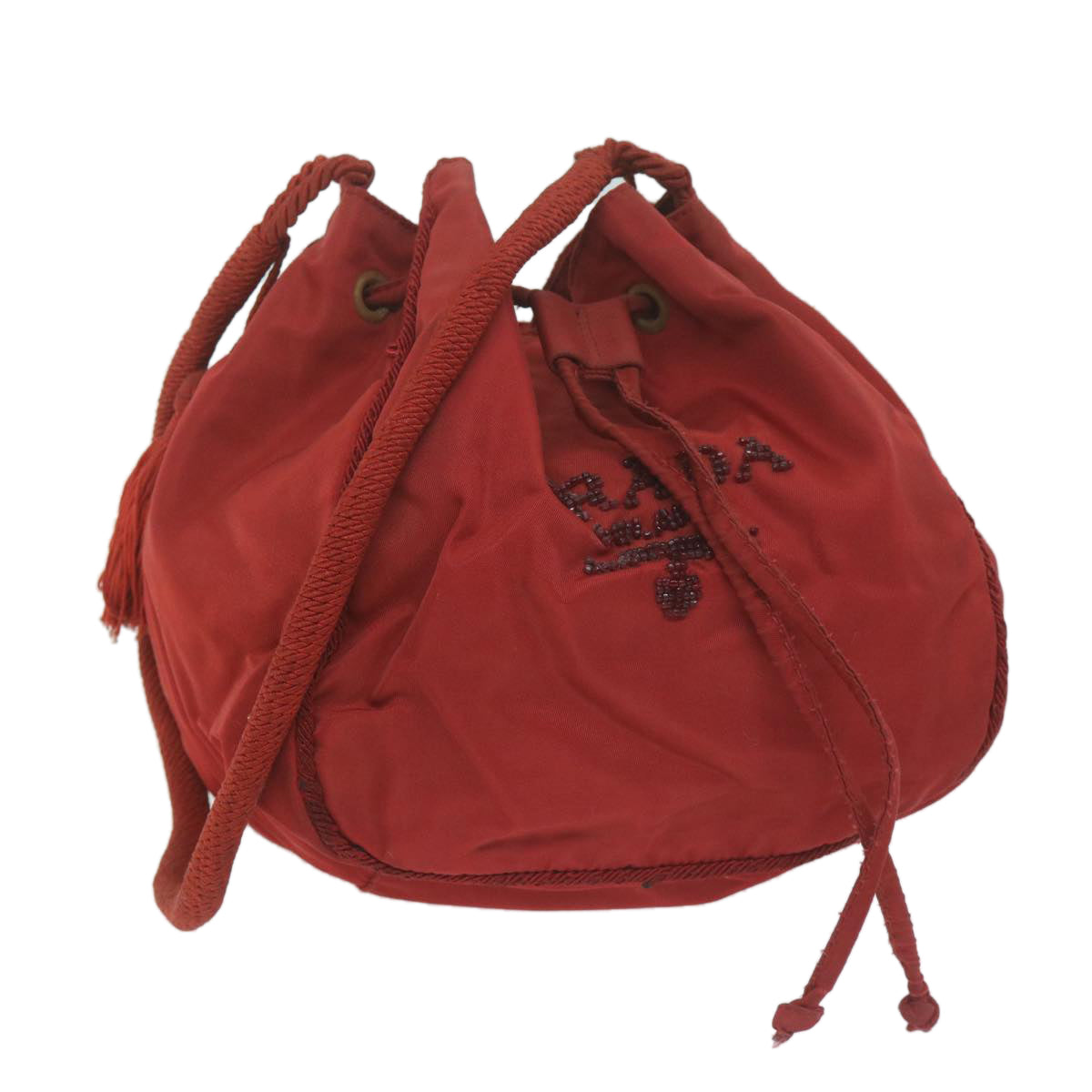 PRADA Shoulder Bag Nylon Red Auth bs11552