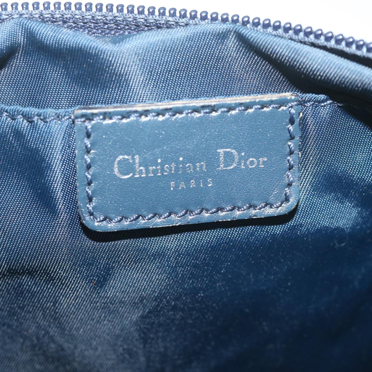 Christian Dior Trotter Canvas Accessory Pouch Navy Auth bs11580