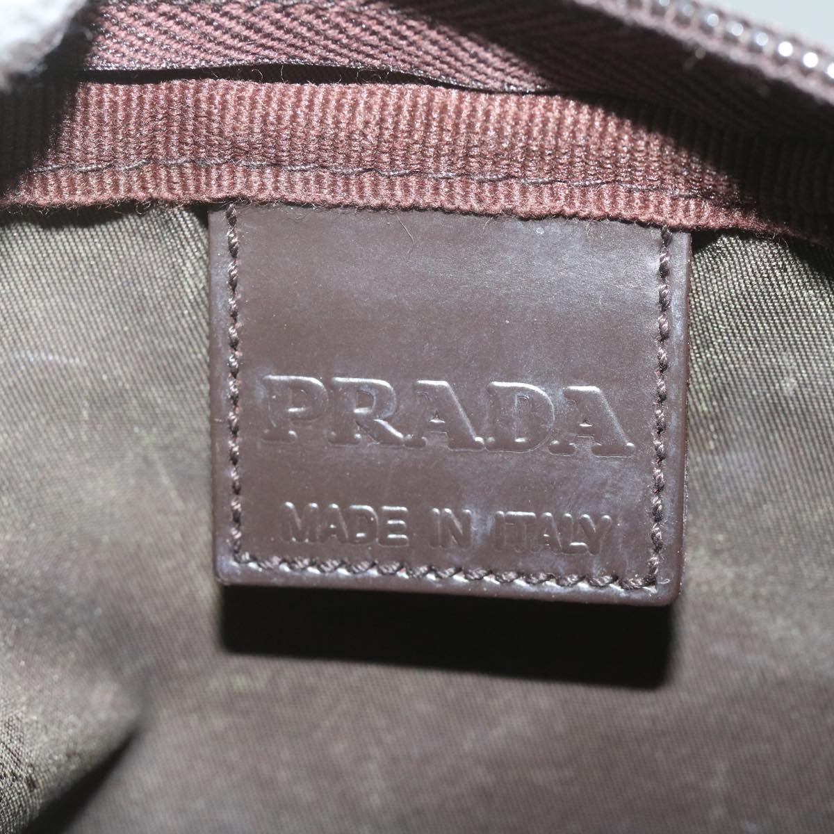 PRADA Pouch Nylon Khaki Auth bs11581