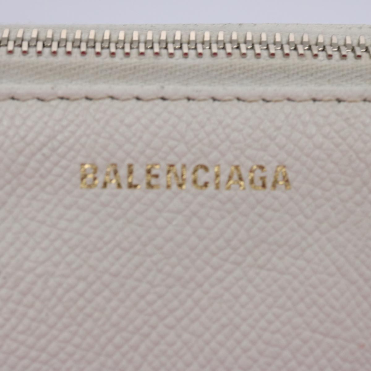 BALENCIAGA Clutch Bag Leather White Auth bs11590