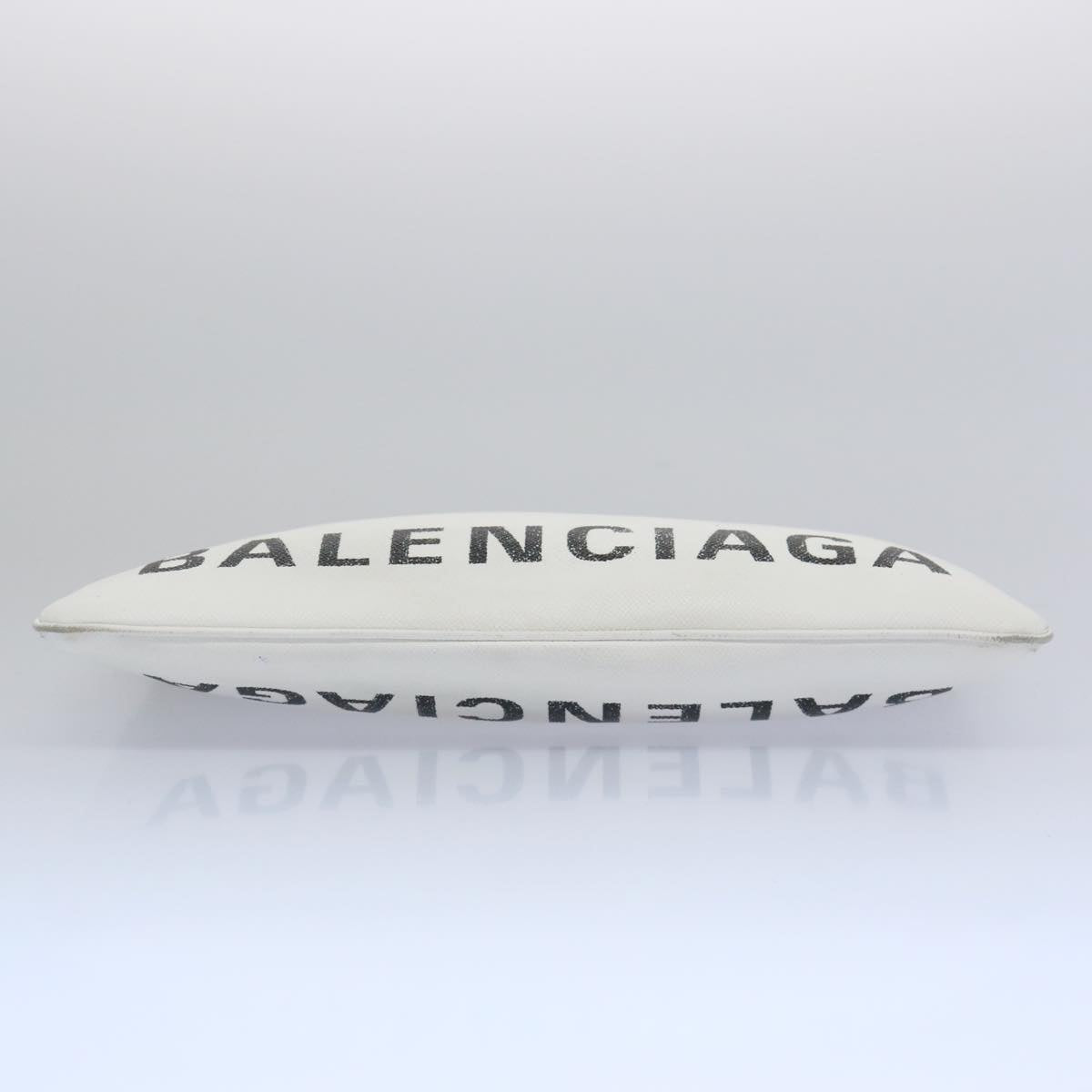 BALENCIAGA Clutch Bag Leather White Auth bs11590