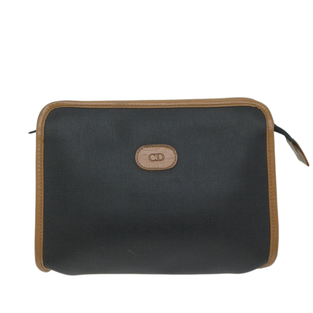 Christian Dior Clutch Bag PVC Canvas Black Auth bs11617