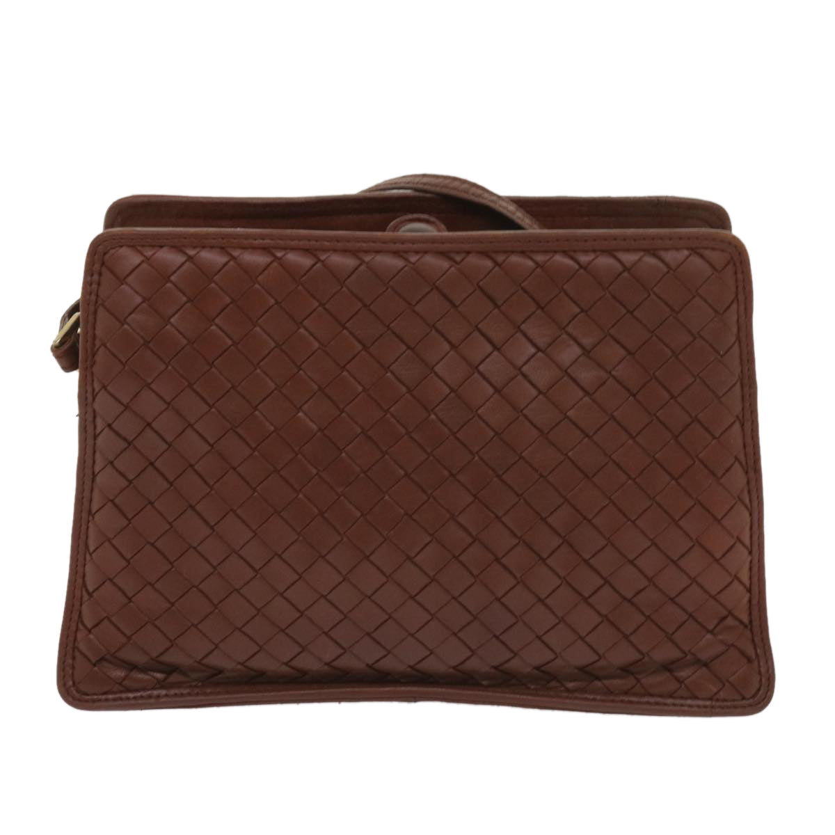 BOTTEGAVENETA INTRECCIATO Shoulder Bag Leather Brown Auth bs11657