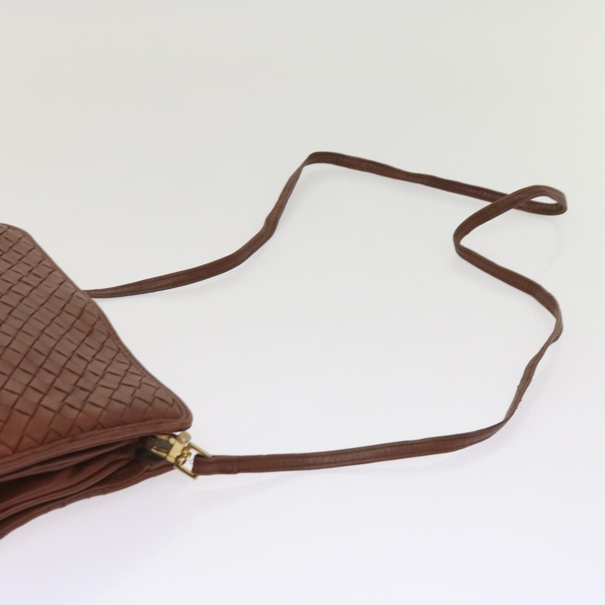 BOTTEGAVENETA INTRECCIATO Shoulder Bag Leather Brown Auth bs11657