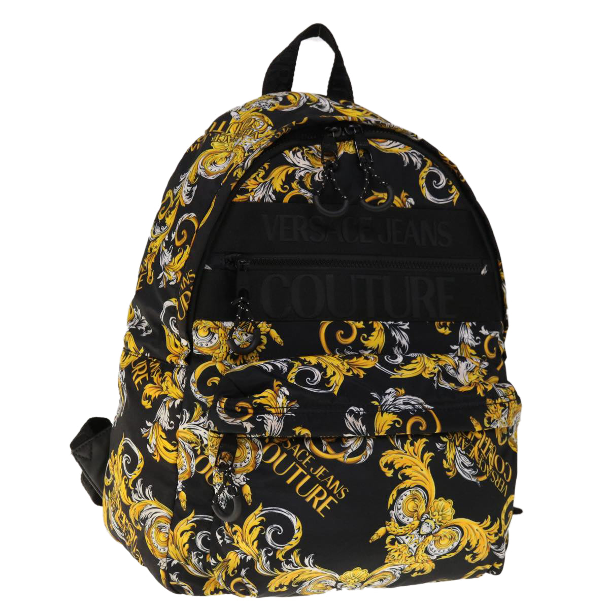 VERSACE Backpack Nylon Brown Yellow Auth bs11669