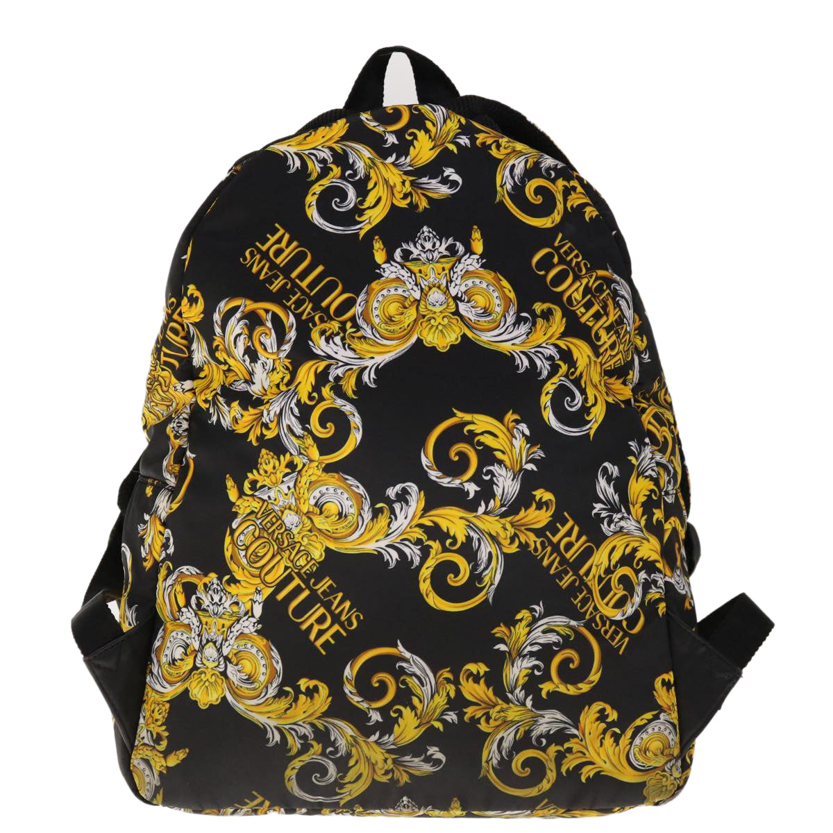 VERSACE Backpack Nylon Brown Yellow Auth bs11669