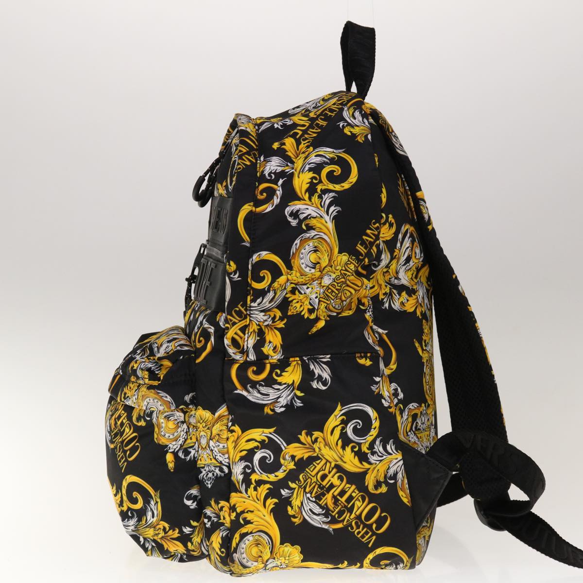 VERSACE Backpack Nylon Brown Yellow Auth bs11669