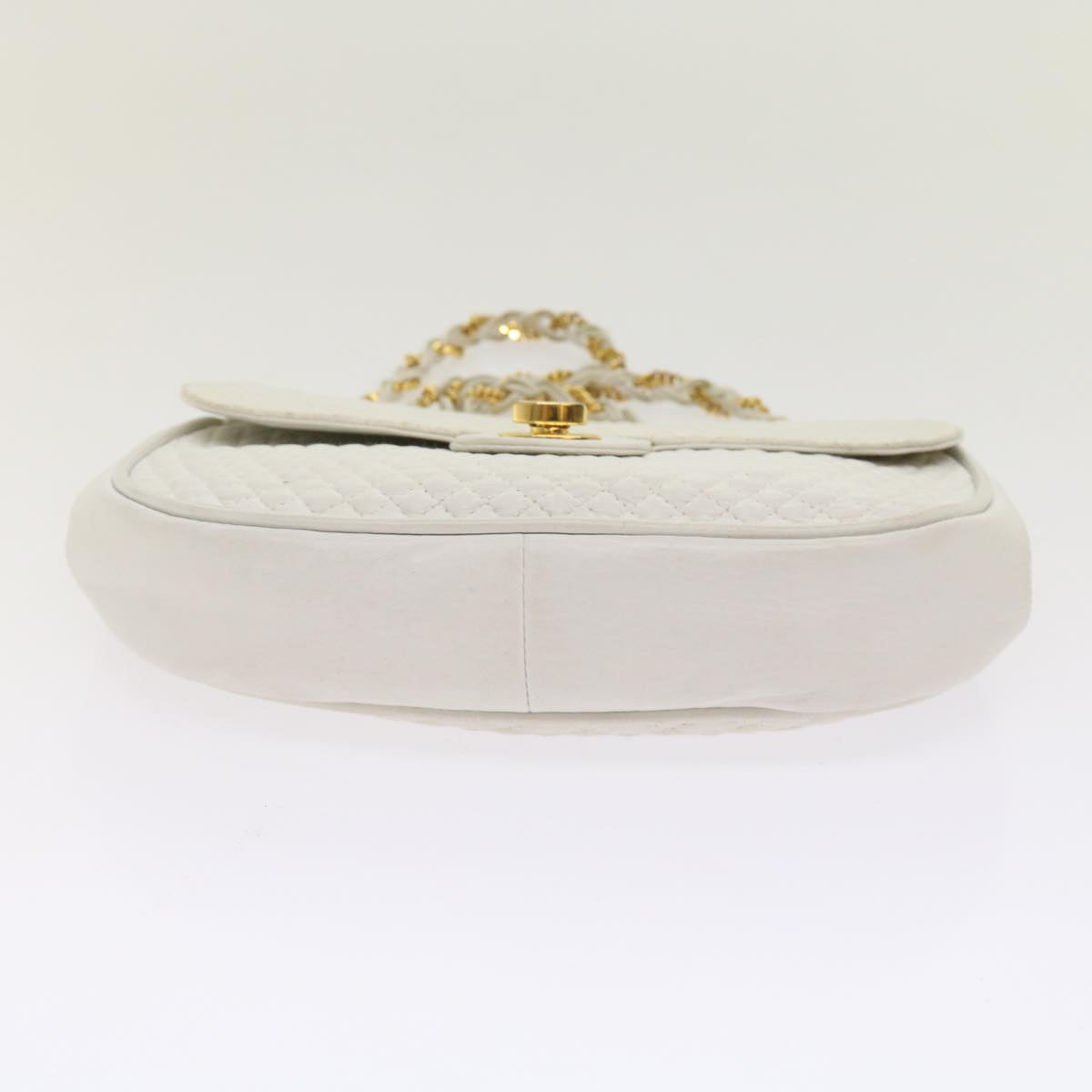 BALLY Quilted Shoulder Bag Leather White Auth bs11685