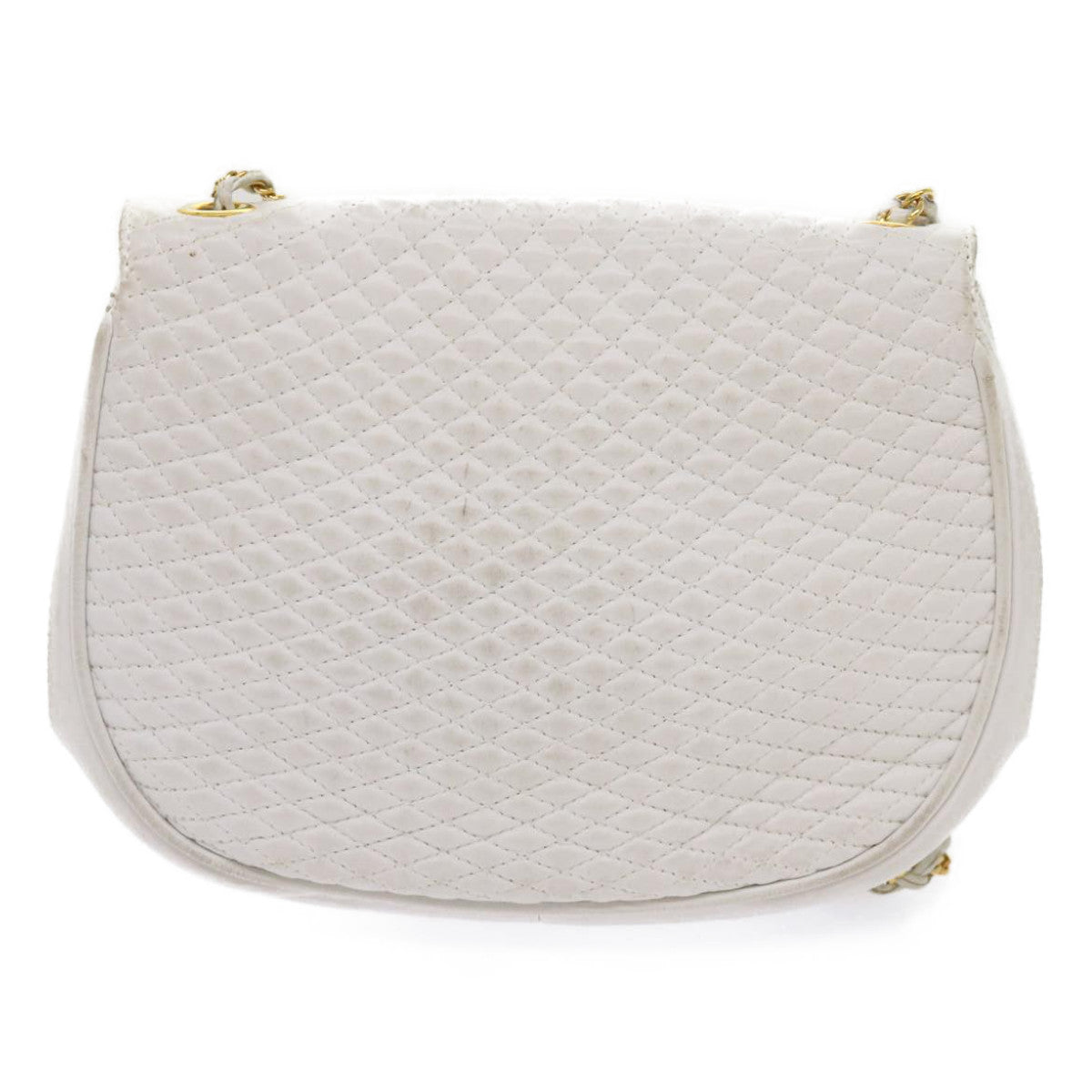 BALLY Quilted Shoulder Bag Leather White Auth bs11685