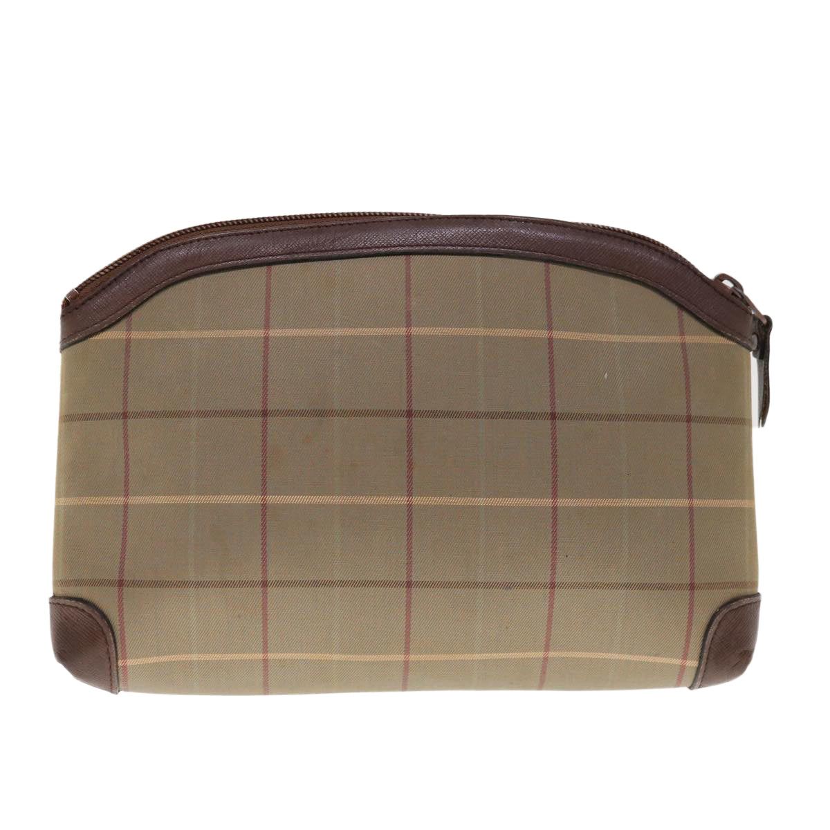 Burberrys Nova Check Pouch Canvas Brown Auth bs11688