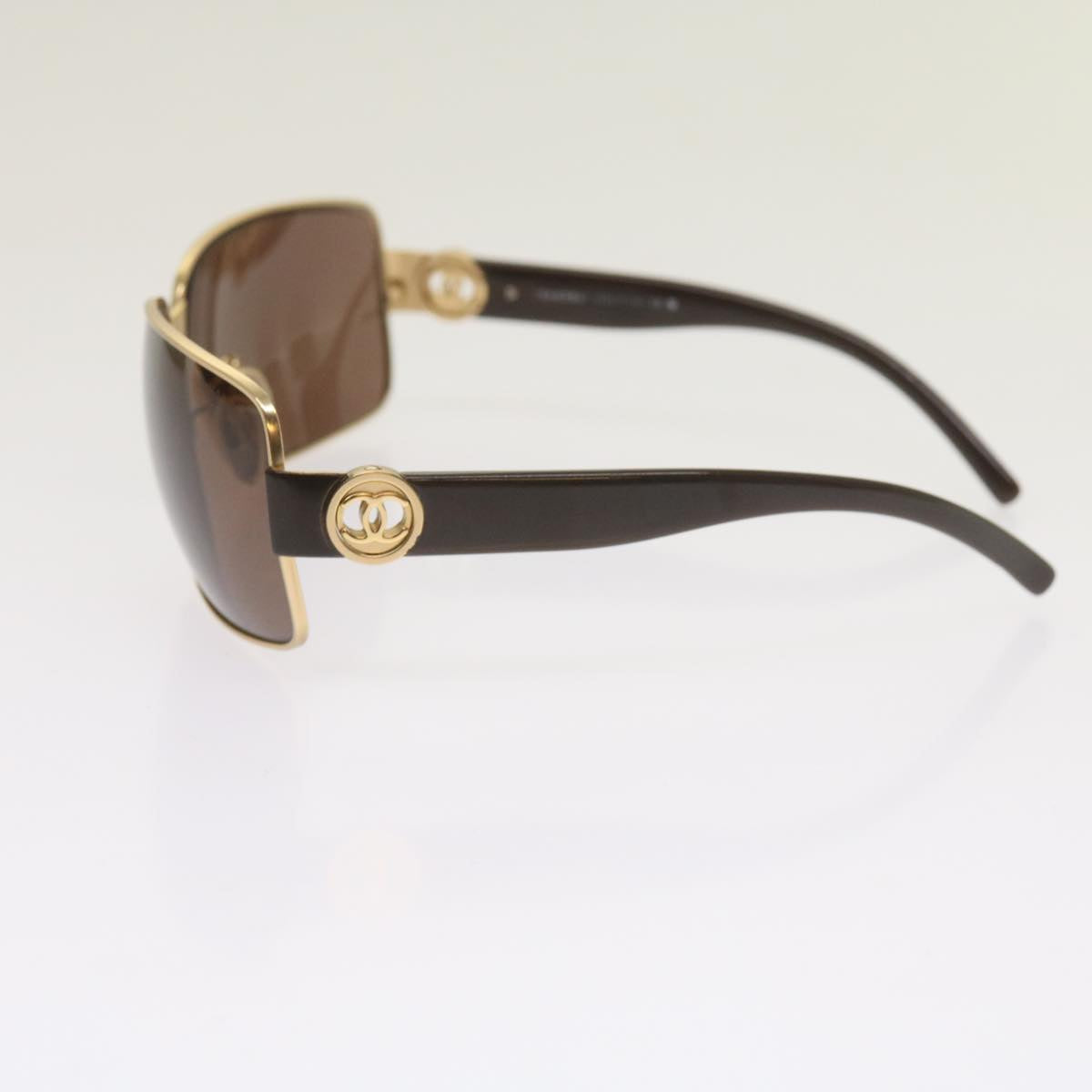 CHANEL Sunglasses metal Brown CC Auth bs11736