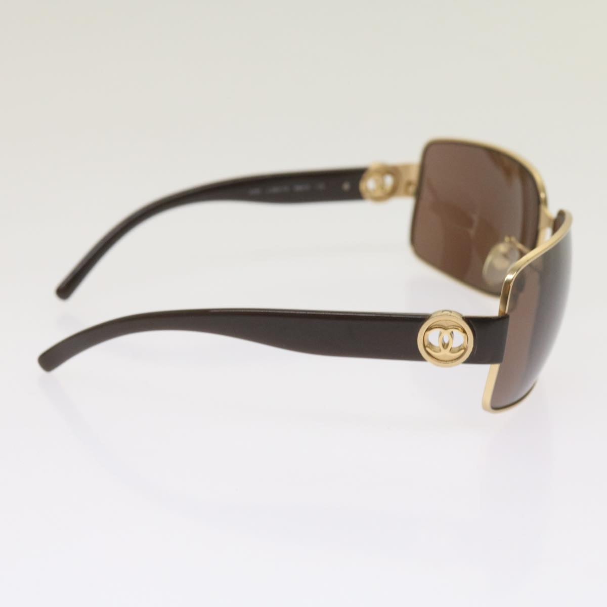 CHANEL Sunglasses metal Brown CC Auth bs11736