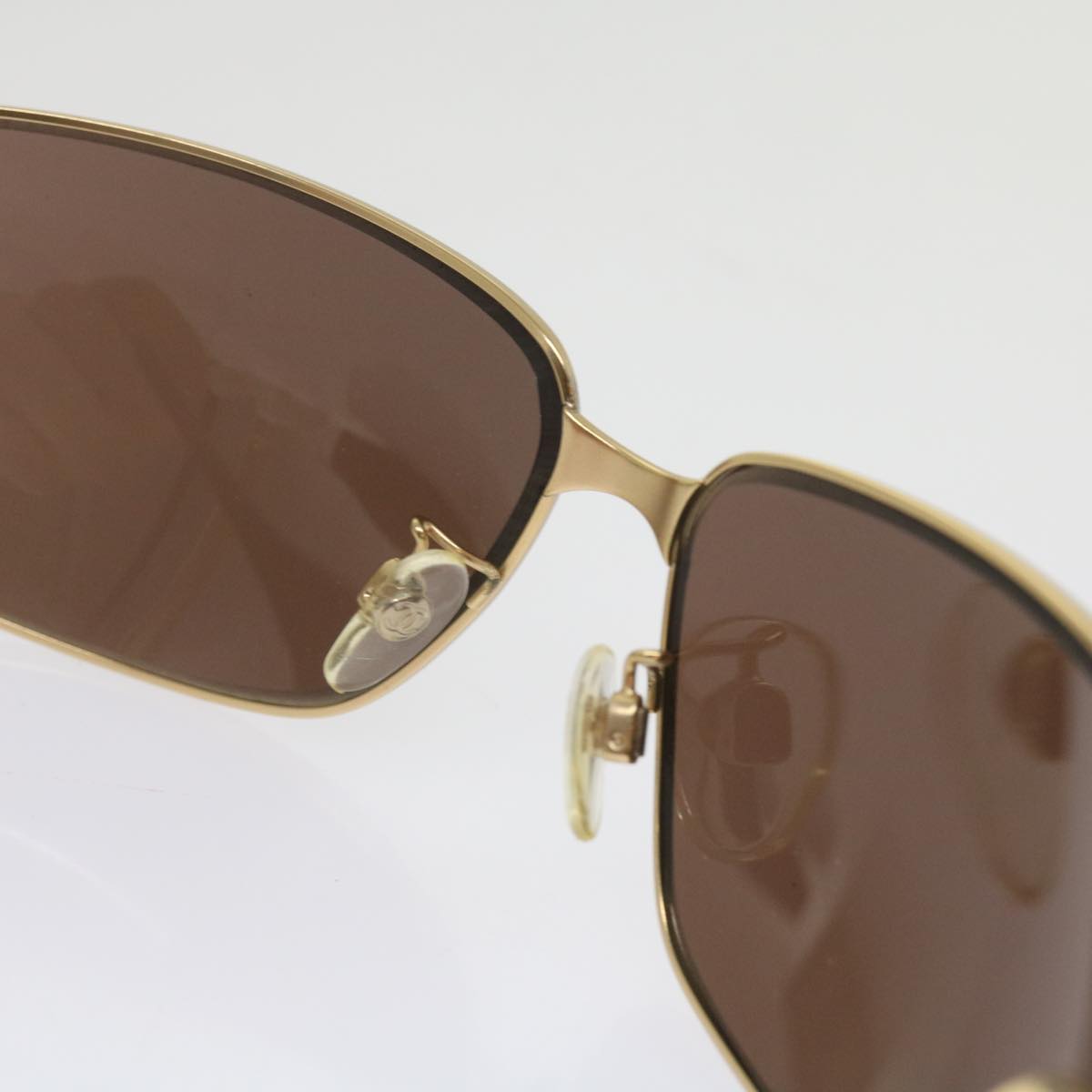 CHANEL Sunglasses metal Brown CC Auth bs11736