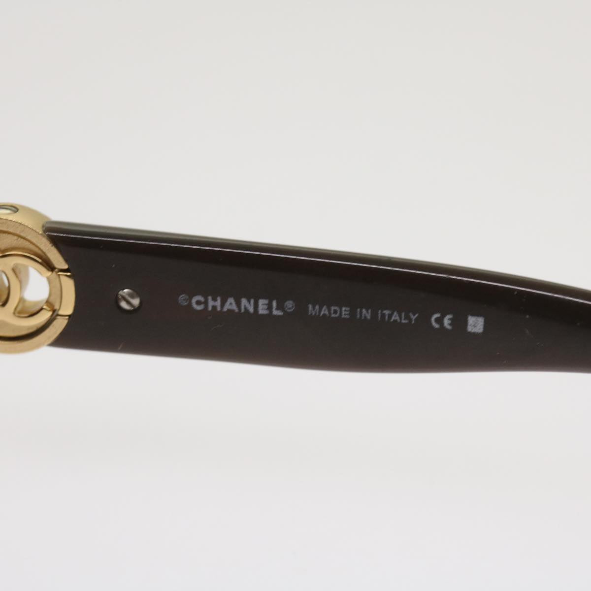 CHANEL Sunglasses metal Brown CC Auth bs11736